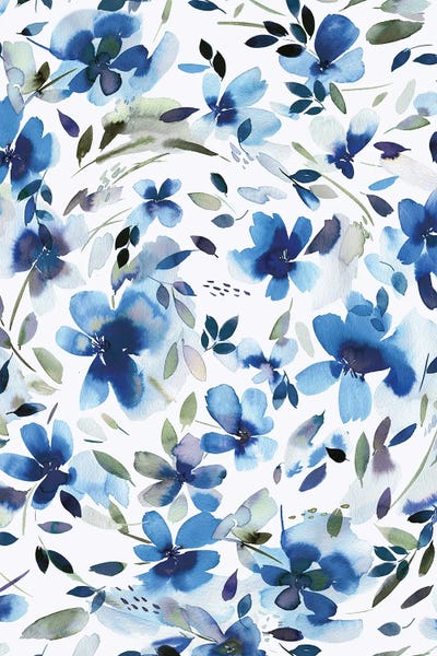 Ninola Design: Aquatic Summer Flowers Blue by Ninola Design
