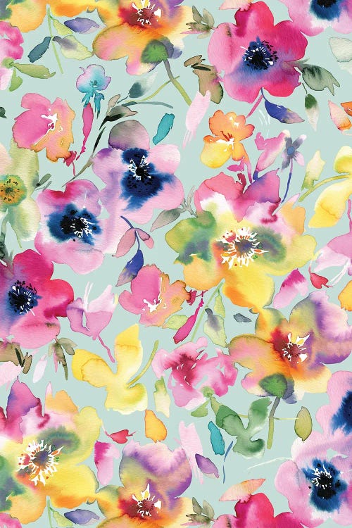 Artistic Summer Floral Light Blue