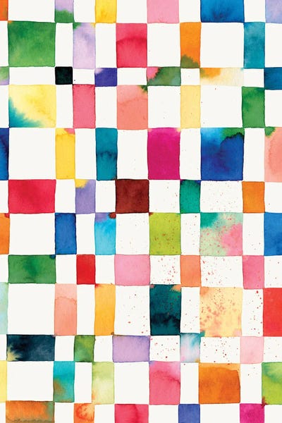 Colorful Abstracts: Artsy Checker Plaids Watercolor Colorful by Ninola Design