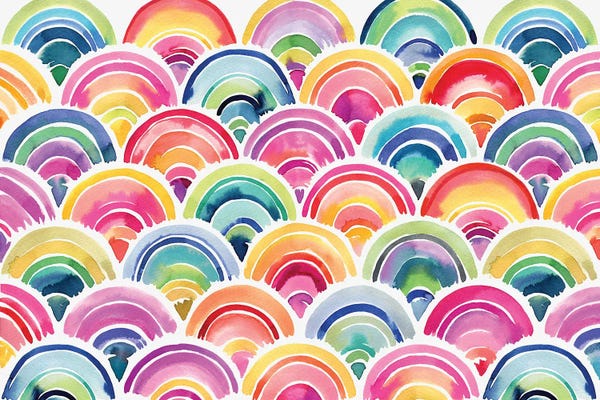 Colorful Abstracts: Rainbow Scallop Scales Multicolor by Ninola Design