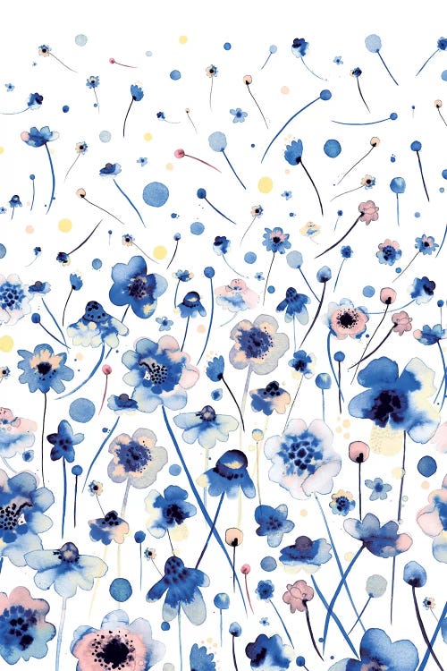 Ink Flowers Blue by Ninola Design wall art