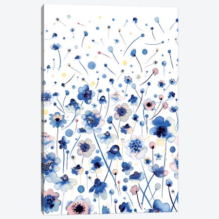 Ink Flowers Blue Canvas Print #NDE52} by Ninola Design Canvas Print
