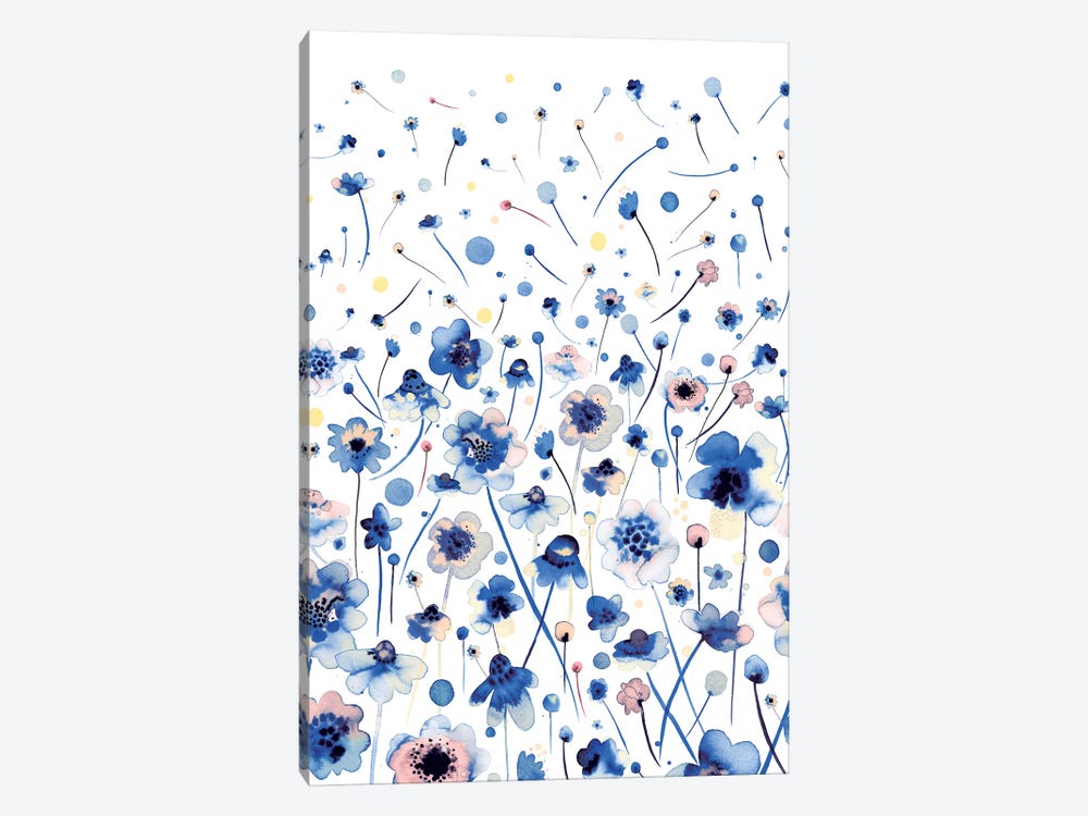 Ink Flowers Blue by Ninola Design 1-piece Canvas Art