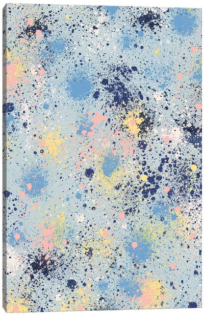 Ink Splatter Dust Blue Canvas Art Print - Abstract Watercolor Art