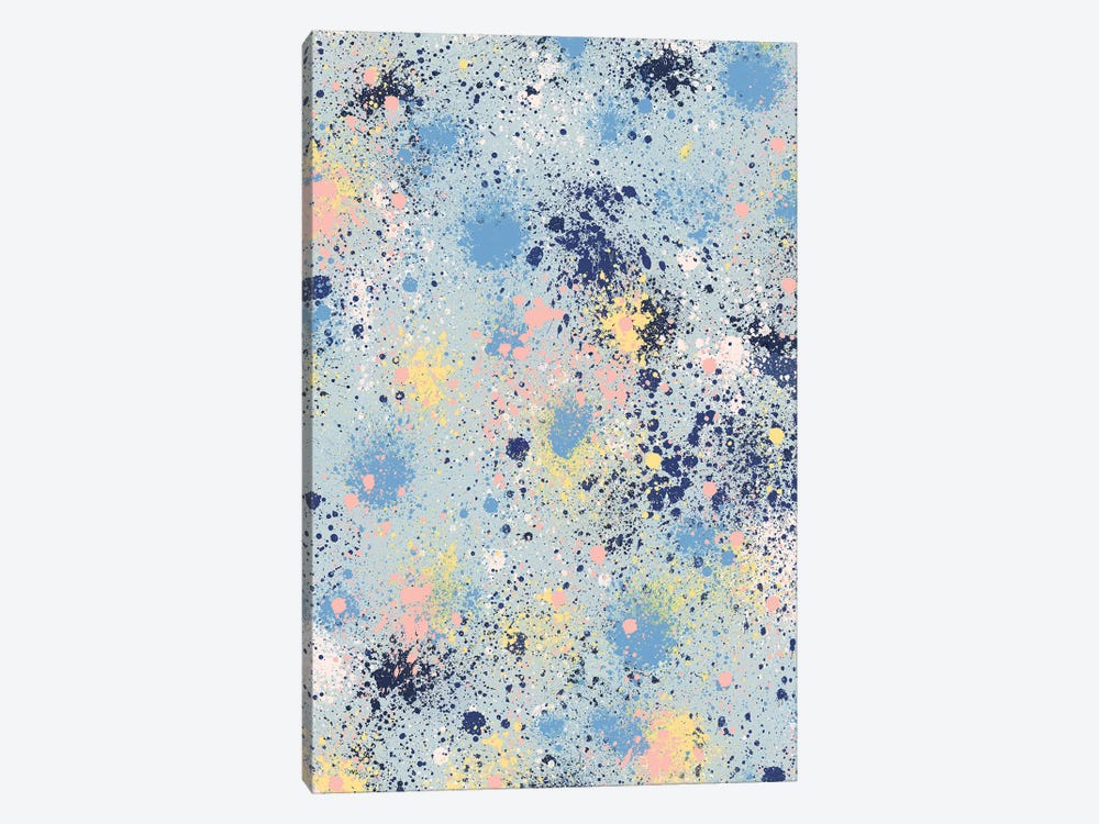 Ink Splatter Dust Blue by Ninola Design 1-piece Canvas Art Print