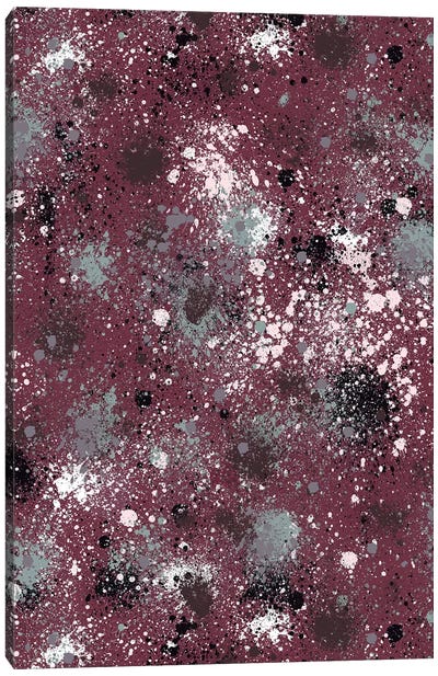 Ink Splatter Dust Burgundy Canvas Art Print - Ninola Design