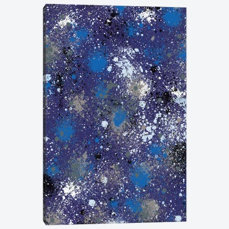 Ink Splatter Dust Electric Blue Canvas Print #NDE55} by Ninola Design Canvas Wall Art