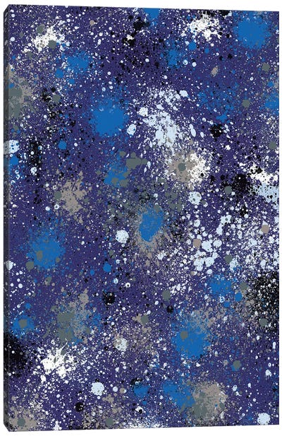 Ink Splatter Dust Electric Blue Canvas Art Print - Ninola Design