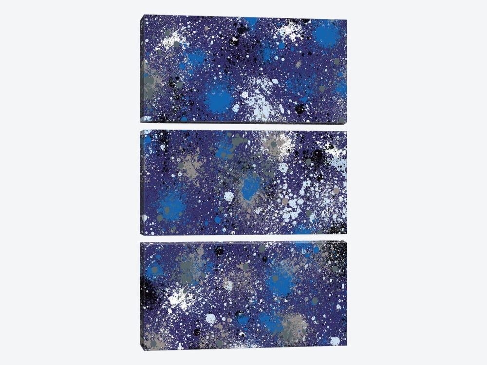 Ink Splatter Dust Electric Blue by Ninola Design 3-piece Canvas Print