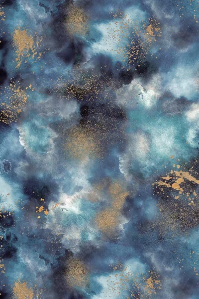 Abstract Watercolors: Marble Watercolor Gold Navy by Ninola Design