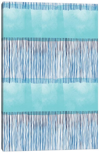Minimal Stripes Blue Canvas Art Print