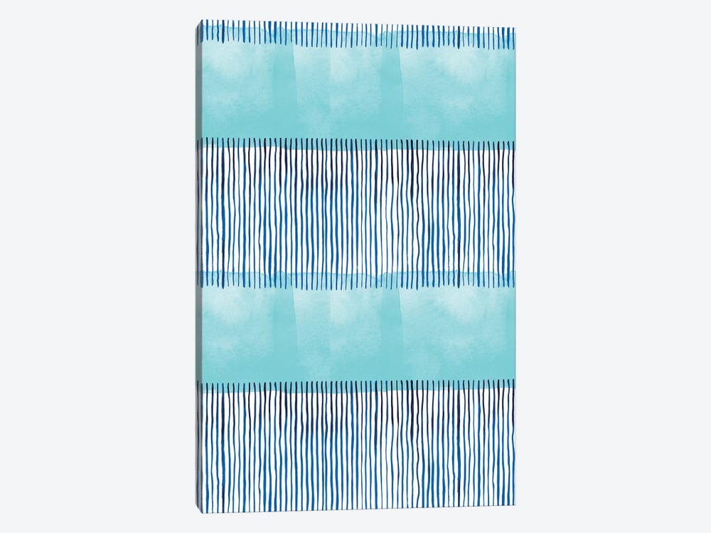 Minimal Stripes Blue by Ninola Design 1-piece Canvas Art