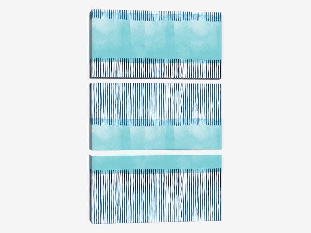Minimal Stripes Blue by Ninola Design 3-piece Canvas Artwork