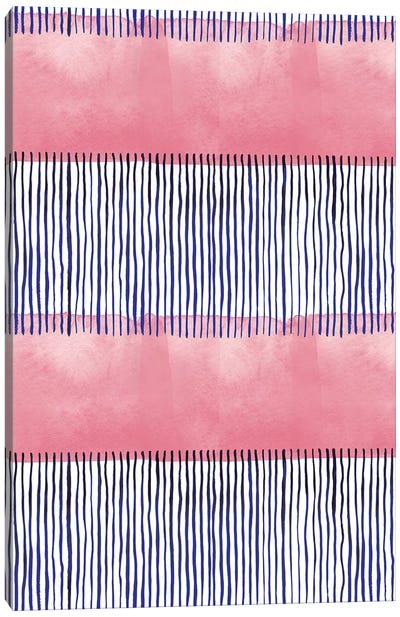 Minimal Stripes Red Canvas Art Print - Abstract Watercolor Art