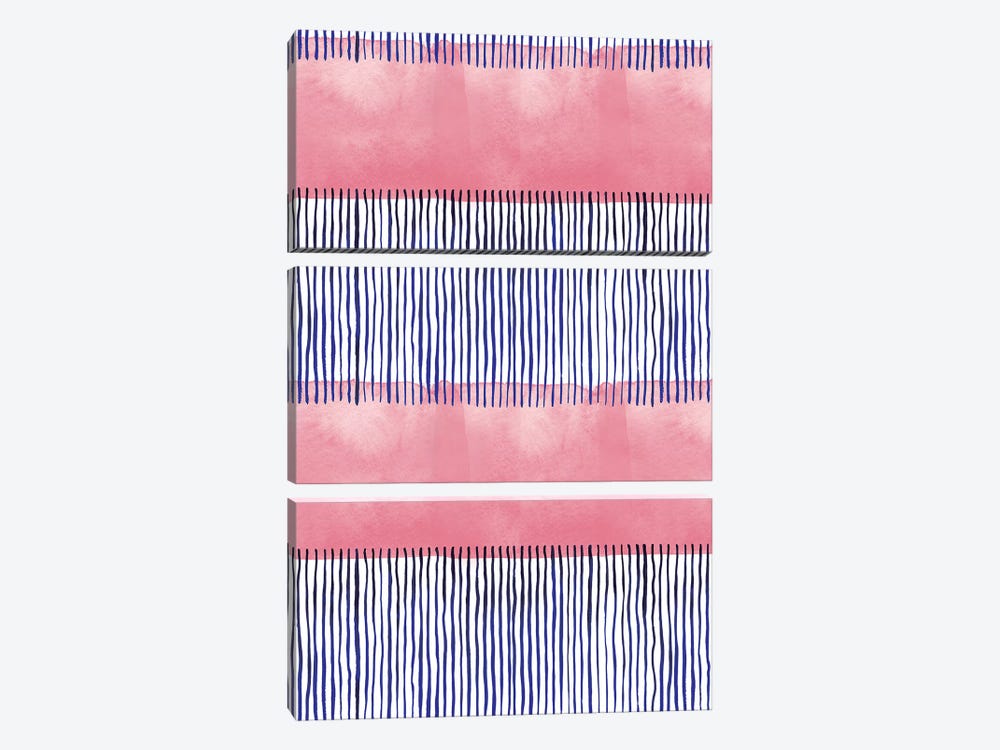 Minimal Stripes Red by Ninola Design 3-piece Canvas Print