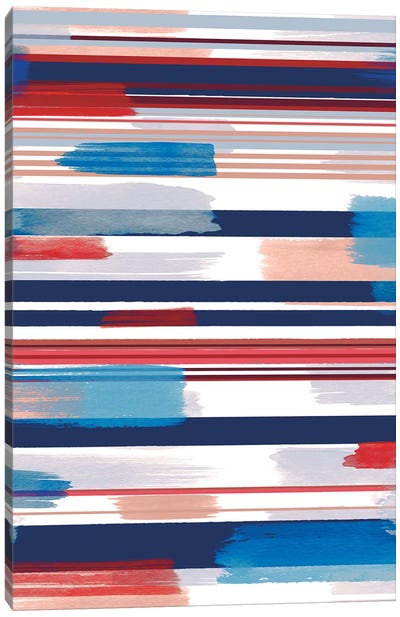 Modern Marine Stripes Red Canvas Art Print - Linear Abstract Art