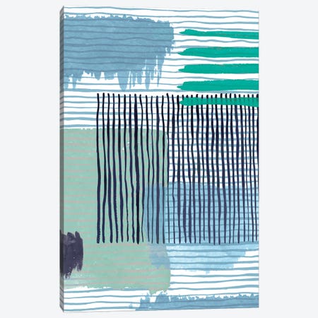 Abstract Striped Geo Green Canvas Print #NDE6} by Ninola Design Canvas Artwork