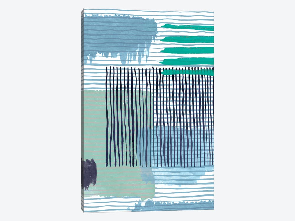 Abstract Striped Geo Green by Ninola Design 1-piece Canvas Art
