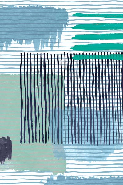 Ninola Design: Abstract Striped Geo Green by Ninola Design