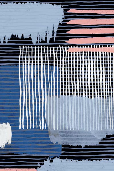 Abstract Striped Geo Navy by Ninola Design framed canvas print