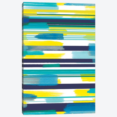 Modern Marine Stripes Yellow Canvas Print #NDE70} by Ninola Design Canvas Art Print
