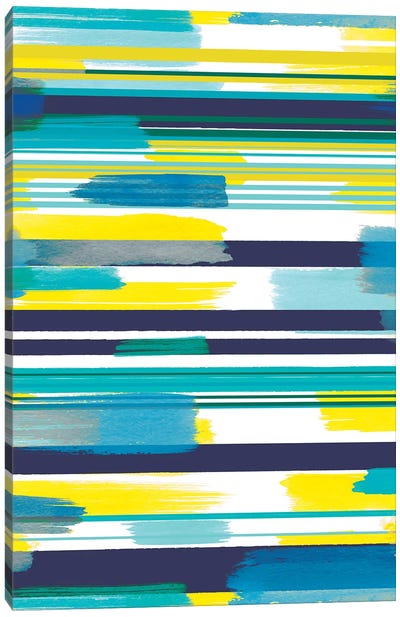 Modern Marine Stripes Yellow Canvas Art Print - Ninola Design