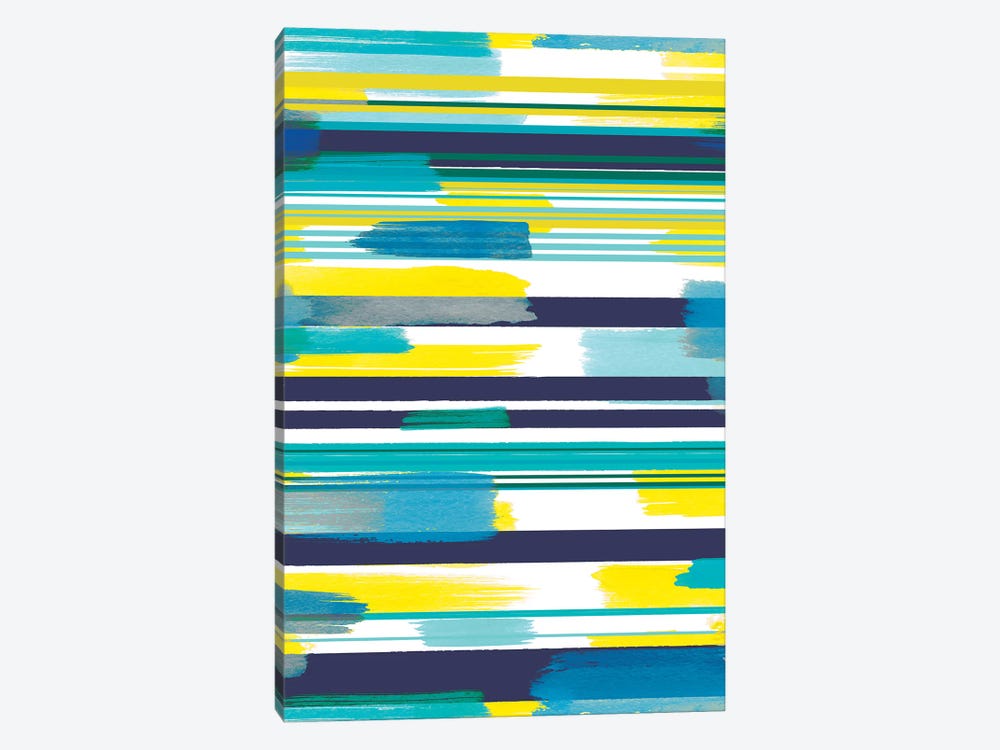 Modern Marine Stripes Yellow by Ninola Design 1-piece Canvas Art