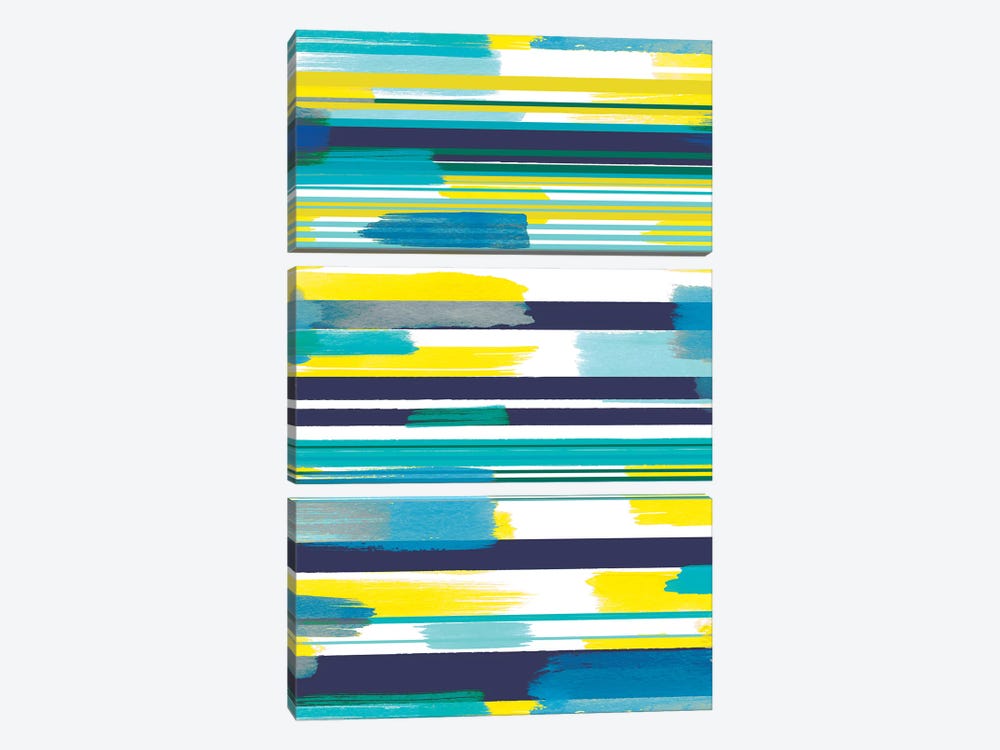 Modern Marine Stripes Yellow by Ninola Design 3-piece Canvas Art