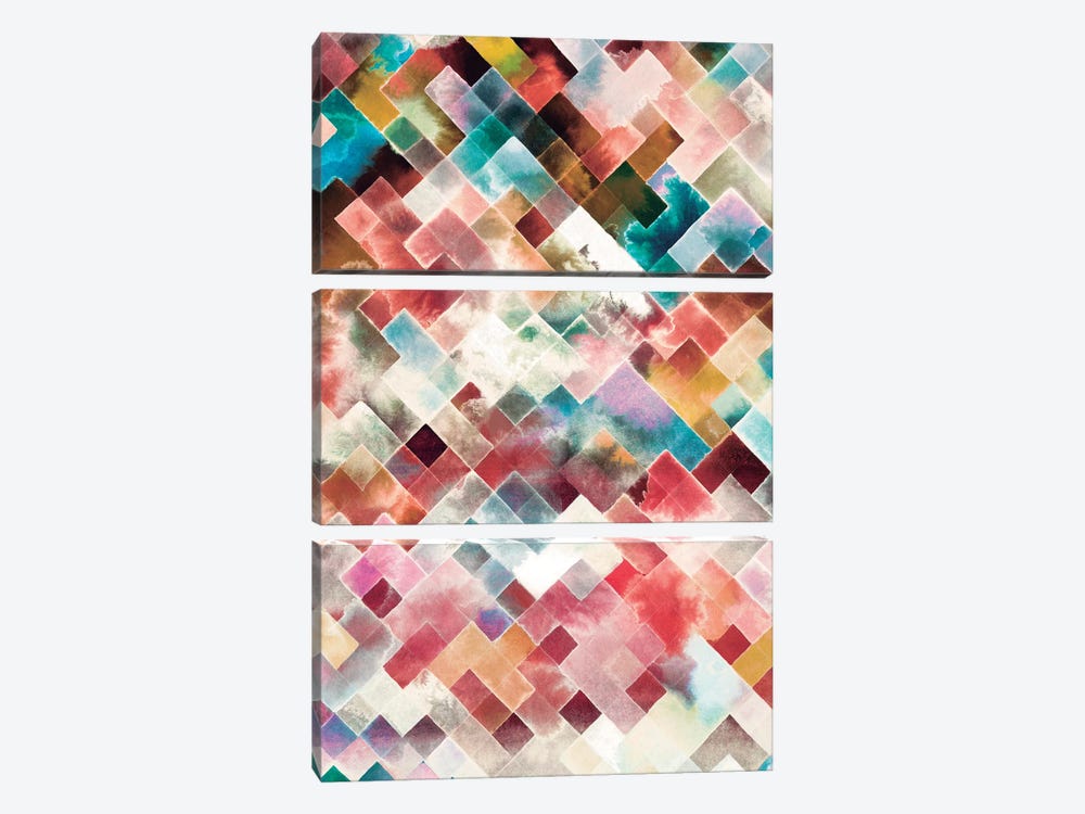 Moody Geometry Pink 3-piece Canvas Art Print