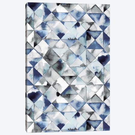 Moody Triangles Blue Silver Canvas Print #NDE73} by Ninola Design Canvas Print