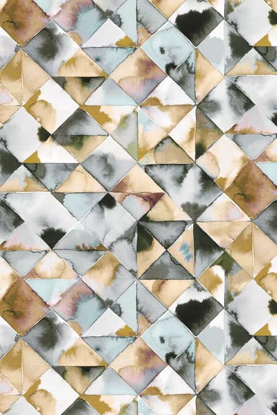 Art Deco: Moody Triangles Gold Silver by Ninola Design