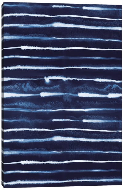 Navy Electric Ink Stripes Canvas Art Print
