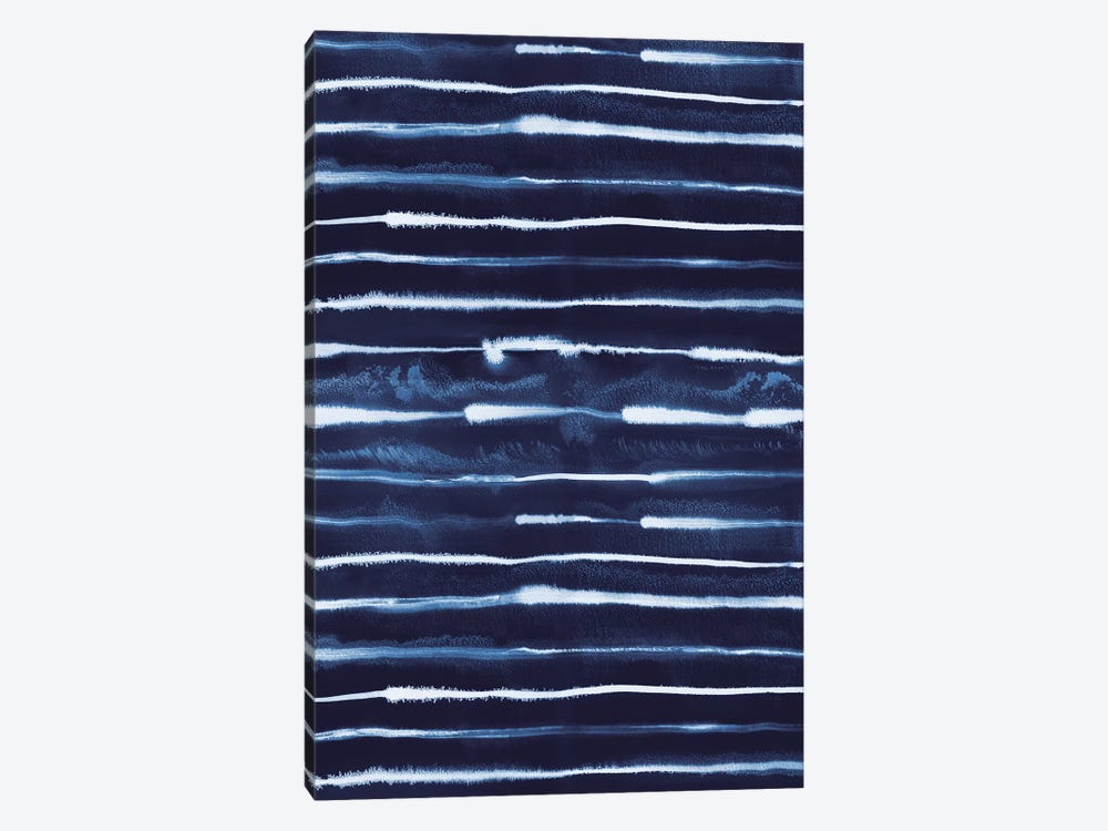 Navy Electric Ink Stripes by Ninola Design 1-piece Art Print