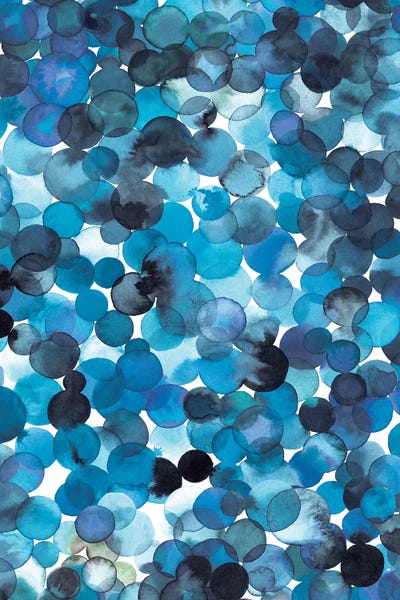 Overlapped Watercolor Dots Blue by Ninola Design framed canvas print