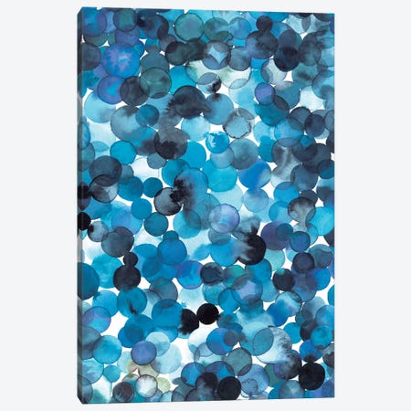 Overlapped Watercolor Dots Blue Canvas Print #NDE76} by Ninola Design Canvas Artwork
