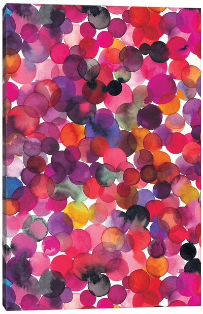 Overlapped Watercolor Dots Multi Canvas Art Print - Circular Abstract Art