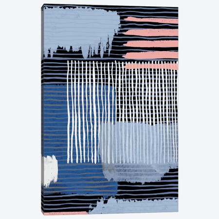 Abstract Striped Geo Navy Canvas Print #NDE7} by Ninola Design Canvas Art
