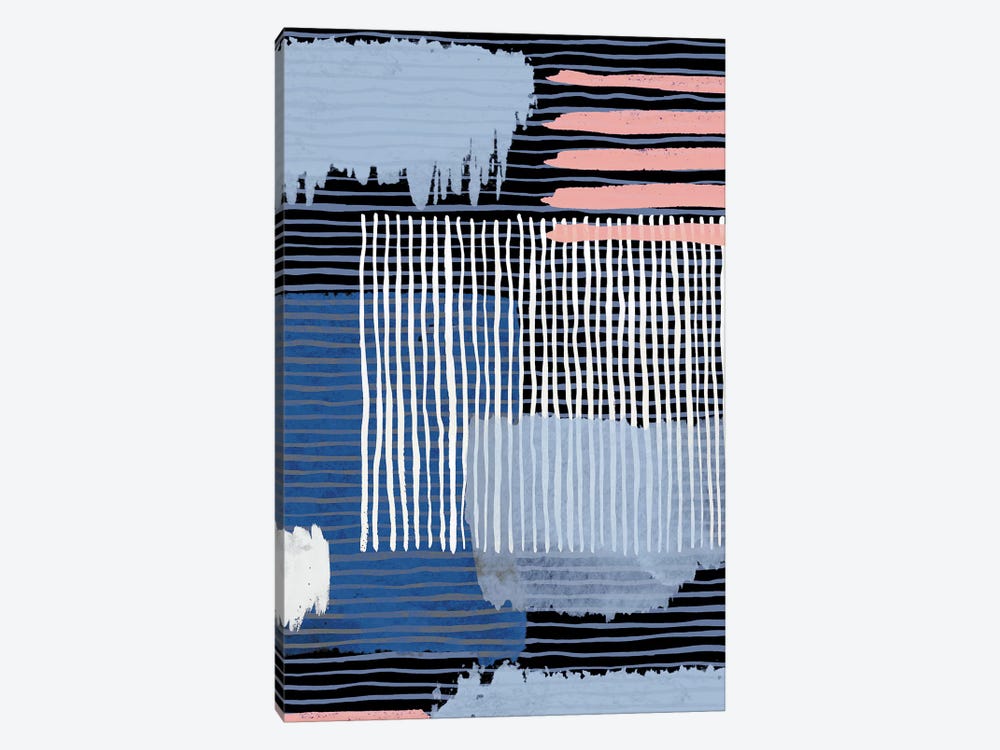 Abstract Striped Geo Navy by Ninola Design 1-piece Canvas Art Print