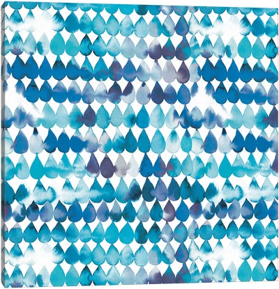 Raindrops Blue Canvas Art Print - Ninola Design