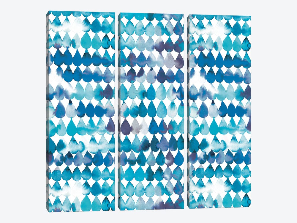 Raindrops Blue by Ninola Design 3-piece Canvas Wall Art