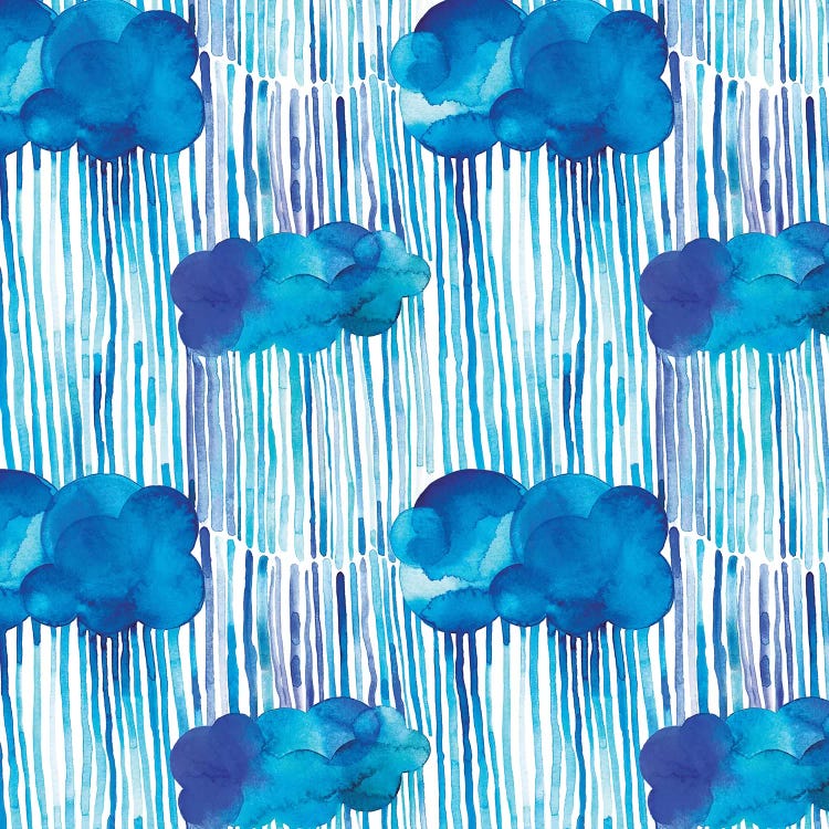 Raining Clouds Blue by Ninola Design canvas print