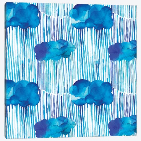 Raining Clouds Blue Canvas Print #NDE82} by Ninola Design Canvas Art