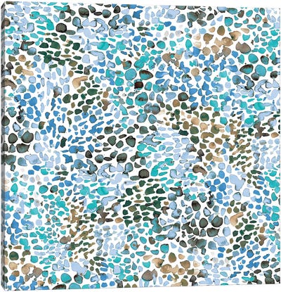 Speckled Watercolor Blue Canvas Art Print - Ninola Design