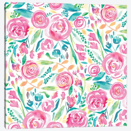 Spring Roses Pastel Canvas Print #NDE87} by Ninola Design Canvas Art Print