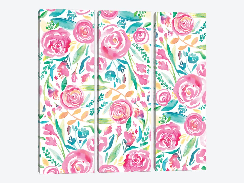 Spring Roses Pastel by Ninola Design 3-piece Canvas Wall Art