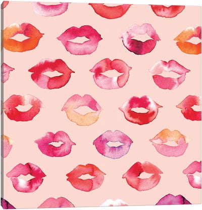 Sweet Pink Lips Canvas Art Print - Glam Bedroom Art