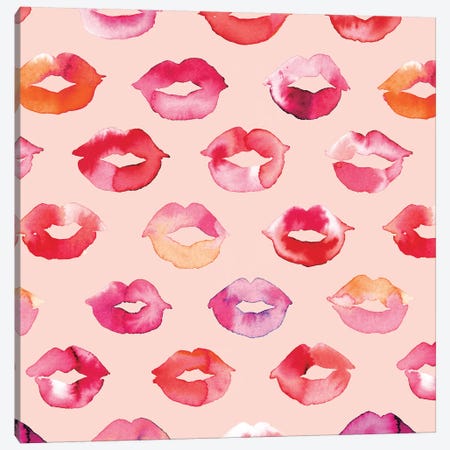 Sweet Pink Lips Canvas Print #NDE89} by Ninola Design Canvas Artwork