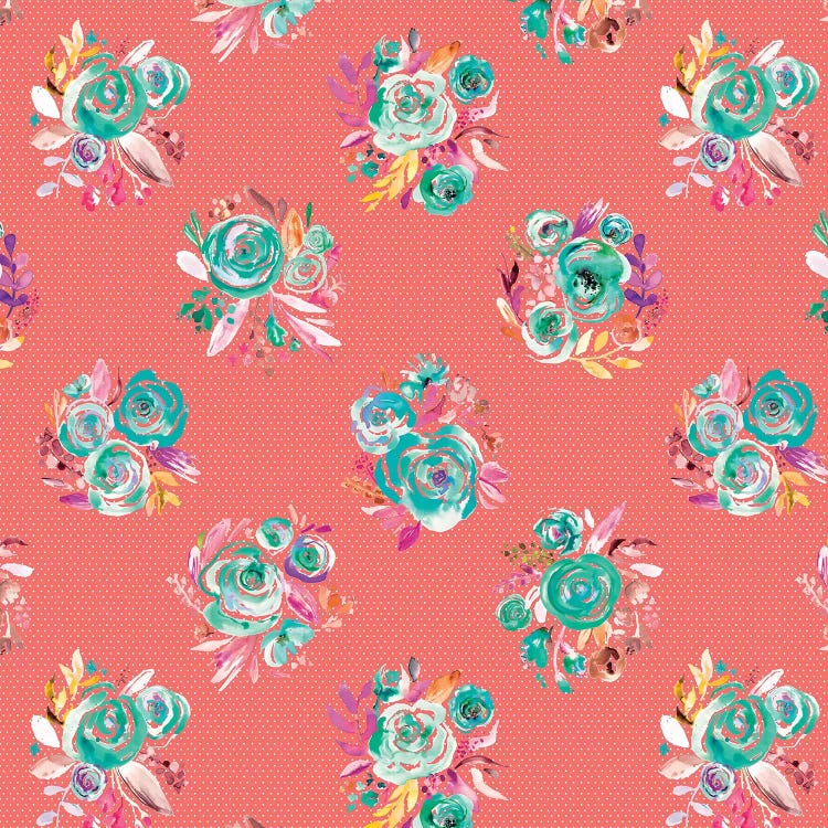 Sweet Roses Blooms Coral by Ninola Design canvas print