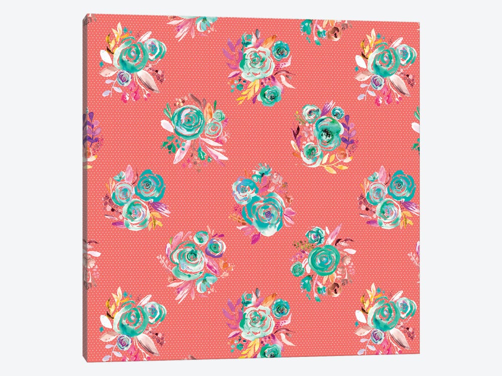 Sweet Roses Blooms Coral by Ninola Design 1-piece Canvas Art