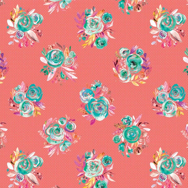 Granny Chic: Sweet Roses Blooms Coral by Ninola Design